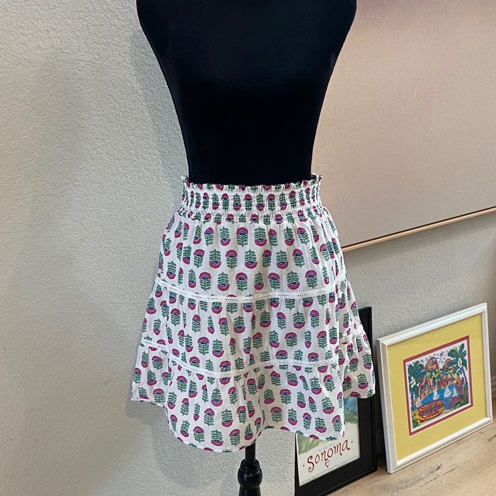 J. Crew White‎ Skirt with Colorful  Design
